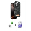 MARSİLYAN™- iPhone 16 Pro Max Kılıf Vadi Klasik Serisi - Siyah Bilvis 5in1 5D Magic Hayalet Cam Ekran Koruyucu + Beyaz Raze Metal Kamera Lens
