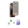 MARSİLYAN™- iPhone 16 Pro Max Kılıf Vadi Klasik Serisi - Siyah Bilvis 5in1 5D Magic Hayalet Cam Ekran Koruyucu + Beyaz Raze Metal Kamera Lens