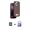 MARSİLYAN™- iPhone 16 Pro Max Kılıf Vadi Klasik Serisi - Siyah Bilvis 5in1 5D Magic Hayalet Cam Ekran Koruyucu + PVD Metal Kamera Lens - SH