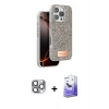 MARSİLYAN™- iPhone 16 Pro Max Kılıf Vadi Klasik Serisi - Siyah Bilvis 5in1 5D Magic Hayalet Cam Ekran Koruyucu + Pers Alüminyum Kamera Lens - GI