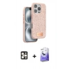 MARSİLYAN™- iPhone 16 Pro Max Kılıf Vadi Klasik Serisi - Siyah Bilvis 5in1 5D Magic Hayalet Cam Ekran Koruyucu + PVD Metal Kamera Lens - GD