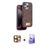 MARSİLYAN™- iPhone 16 Pro Max Kılıf Vadi Klasik Serisi - Siyah Bilvis 5in1 5D Magic Hayalet Cam Ekran Koruyucu + Pers Alüminyum Kamera Lens - CLTM