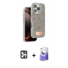 MARSİLYAN™- iPhone 16 Pro Max Kılıf Vadi Klasik Serisi - Siyah Bilvis 5in1 5D Magic Hayalet Cam Ekran Koruyucu + PVD Metal Kamera Lens - GS