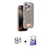 MARSİLYAN™- iPhone 16 Pro Max Kılıf Vadi Klasik Serisi - Siyah Bilvis 5in1 5D Magic Hayalet Cam Ekran Koruyucu + Pers Alüminyum Kamera Lens - GS