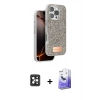 MARSİLYAN™- iPhone 16 Pro Max Kılıf Vadi Klasik Serisi - Siyah Bilvis 5in1 5D Magic Hayalet Cam Ekran Koruyucu + PVD Metal Kamera Lens - SH