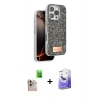MARSİLYAN™- iPhone 16 Pro Max Kılıf Vadi Klasik Serisi - Siyah Bilvis 5in1 5D Magic Hayalet Cam Ekran Koruyucu + Raze Metal Kamera Lens - NLGY