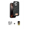 MARSİLYAN™- iPhone 16 Pro Max Kılıf Vadi Klasik Serisi - Siyah Buffer Cam Ekran Koruyucu + Pers Alüminyum Kamera Lens - GS