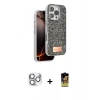 MARSİLYAN™- iPhone 16 Pro Max Kılıf Vadi Klasik Serisi - Siyah Buffer Cam Ekran Koruyucu + Pers Alüminyum Kamera Lens - GS