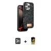 MARSİLYAN™- iPhone 16 Pro Max Kılıf Vadi Klasik Serisi - Siyah Buffer Cam Ekran Koruyucu + PVD Metal Kamera Lens - SH
