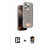 MARSİLYAN™- iPhone 16 Pro Max Kılıf Vadi Klasik Serisi - Siyah Buffer Hayalet Cam Ekran Koruyucu + Gold PVD Metal Kamera Lens