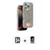 MARSİLYAN™- iPhone 16 Pro Max Kılıf Vadi Klasik Serisi - Siyah Buffer Hayalet Cam Ekran Koruyucu + PVD Metal Kamera Lens - GS
