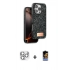 MARSİLYAN™- iPhone 16 Pro Max Kılıf Vadi Klasik Serisi - Siyah Buffer Hayalet Cam Ekran Koruyucu + Gümüş Pers Alüminyum Kamera Lens