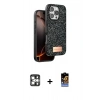 MARSİLYAN™- iPhone 16 Pro Max Kılıf Vadi Klasik Serisi - Siyah Buffer Hayalet Cam Ekran Koruyucu + PVD Metal Kamera Lens - GS