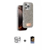 MARSİLYAN™- iPhone 16 Pro Max Kılıf Vadi Klasik Serisi - Siyah Buffer Hayalet Cam Ekran Koruyucu + Gümüş Pers Alüminyum Kamera Lens