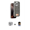 MARSİLYAN™- iPhone 16 Pro Max Kılıf Vadi Klasik Serisi - Siyah Buffer Hayalet Cam Ekran Koruyucu + Pers Alüminyum Kamera Lens - GI