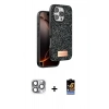 MARSİLYAN™- iPhone 16 Pro Max Kılıf Vadi Klasik Serisi - Siyah Buffer Hayalet Cam Ekran Koruyucu + Pers Alüminyum Kamera Lens - GI