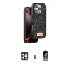 MARSİLYAN™- iPhone 16 Pro Max Kılıf Vadi Klasik Serisi - Siyah Buffer Hayalet Cam Ekran Koruyucu + PVD Metal Kamera Lens - SH