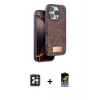 MARSİLYAN™- iPhone 16 Pro Max Kılıf Vadi Klasik Serisi - Siyah Buffer Hayalet Cam Ekran Koruyucu + PVD Metal Kamera Lens - SH