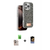 MARSİLYAN™- iPhone 16 Pro Max Kılıf Vadi Klasik Serisi - Siyah Buffer Hayalet Cam Ekran Koruyucu + Raze Metal Kamera Lens - NLGY