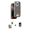 MARSİLYAN™- iPhone 16 Pro Max Kılıf Vadi Klasik Serisi - Siyah Buffer Hayalet Cam Ekran Koruyucu + Raze Metal Kamera Lens - CLTM