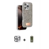 MARSİLYAN™- iPhone 16 Pro Max Kılıf Vadi Klasik Serisi - Siyah Joko Magic 5D Hayalet Cam + Gri Pers Alüminyum Kamera Lens