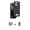MARSİLYAN™- iPhone 16 Pro Max Kılıf Vadi Klasik Serisi - Siyah Joko Magic 5D Hayalet Cam + Gri Pers Alüminyum Kamera Lens