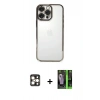 MARSİLYAN™- iPhone 16 Pro Max Kılıf Vadi Minimal - Şeffaf 360 Full Body Arka Koruyucu + PVD Metal Kamera Lens - GD