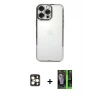 MARSİLYAN™- iPhone 16 Pro Max Kılıf Vadi Minimal - Şeffaf 360 Full Body Arka Koruyucu + PVD Metal Kamera Lens - GD