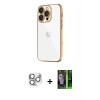 MARSİLYAN™- iPhone 16 Pro Max Kılıf Vadi Minimal - Şeffaf 360 Full Body Arka Koruyucu + Pers Alüminyum Kamera Lens - GS