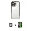 MARSİLYAN™- iPhone 16 Pro Max Kılıf Vadi Minimal - Şeffaf 360 Full Body Arka Koruyucu + Gümüş PVD Metal Kamera Lens