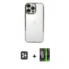 MARSİLYAN™- iPhone 16 Pro Max Kılıf Vadi Minimal - Şeffaf 360 Full Body Arka Koruyucu + PVD Metal Kamera Lens - SH