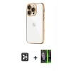 MARSİLYAN™- iPhone 16 Pro Max Kılıf Vadi Minimal - Şeffaf 360 Full Body Arka Koruyucu + PVD Metal Kamera Lens - SH