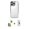 MARSİLYAN™- iPhone 16 Pro Max Kılıf Vadi Minimal - Şeffaf Pasifik Cam Ekran Koruyucu + Çöl Titanyum Raze Metal Kamera Lens