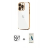 MARSİLYAN™- iPhone 16 Pro Max Kılıf Vadi Minimal - Şeffaf Pasifik Cam Ekran Koruyucu + Pers Alüminyum Kamera Lens - GS