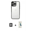 MARSİLYAN™- iPhone 16 Pro Max Kılıf Vadi Minimal - Şeffaf Pasifik Cam Ekran Koruyucu + PVD Metal Kamera Lens - SH