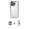 MARSİLYAN™- iPhone 16 Pro Max Kılıf Vadi Minimal - Şeffaf Pasifik Cam Ekran Koruyucu + PVD Metal Kamera Lens - GD