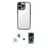 MARSİLYAN™- iPhone 16 Pro Max Kılıf Vadi Minimal - Siyah 360 Mat Full Body Arka Koruyucu + Beyaz Raze Metal Kamera Lens