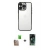 MARSİLYAN™- iPhone 16 Pro Max Kılıf Vadi Minimal - Siyah 360 Mat Full Body Arka Koruyucu + Raze Metal Kamera Lens - CLTM