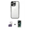 MARSİLYAN™- iPhone 16 Pro Max Kılıf Vadi Minimal - Siyah 360 Mat Full Body Arka Koruyucu + Gümüş Bilvis Titan Kamera Lens