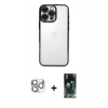 MARSİLYAN™- iPhone 16 Pro Max Kılıf Vadi Minimal - Siyah 360 Mat Full Body Arka Koruyucu + Gümüş Pers Alüminyum Kamera Lens