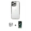 MARSİLYAN™- iPhone 16 Pro Max Kılıf Vadi Minimal - Siyah 360 Mat Full Body Arka Koruyucu + Gümüş Pers Alüminyum Kamera Lens