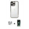 MARSİLYAN™- iPhone 16 Pro Max Kılıf Vadi Minimal - Siyah 360 Mat Full Body Arka Koruyucu + Gümüş Pers Alüminyum Kamera Lens