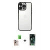MARSİLYAN™- iPhone 16 Pro Max Kılıf Vadi Minimal - Siyah 360 Mat Full Body Arka Koruyucu + Raze Metal Kamera Lens - NLGY