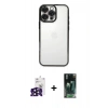 MARSİLYAN™- iPhone 16 Pro Max Kılıf Vadi Minimal - Siyah 360 Mat Full Body Arka Koruyucu + Bilvis Titan Kamera Lens - SH