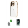 MARSİLYAN™- iPhone 16 Pro Max Kılıf Vadi Minimal - Siyah 360 Mat Full Body Arka Koruyucu + Siyah Raze Metal Kamera Lens