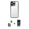 MARSİLYAN™- iPhone 16 Pro Max Kılıf Vadi Minimal - Siyah 360 Mat Full Body Arka Koruyucu + Siyah Raze Metal Kamera Lens