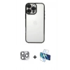 MARSİLYAN™- iPhone 16 Pro Max Kılıf Vadi Minimal - Siyah 3D Antistatik Cam Ekran Koruyucu + Pers Alüminyum Kamera Lens - GI