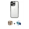 MARSİLYAN™- iPhone 16 Pro Max Kılıf Vadi Minimal - Siyah 3D Antistatik Cam Ekran Koruyucu + Pers Alüminyum Kamera Lens - CLTM
