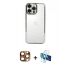 MARSİLYAN™- iPhone 16 Pro Max Kılıf Vadi Minimal - Siyah 3D Antistatik Cam Ekran Koruyucu + Pers Alüminyum Kamera Lens - CLTM