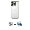 MARSİLYAN™- iPhone 16 Pro Max Kılıf Vadi Minimal - Siyah 3D Antistatik Cam Ekran Koruyucu + Pers Alüminyum Kamera Lens - GI